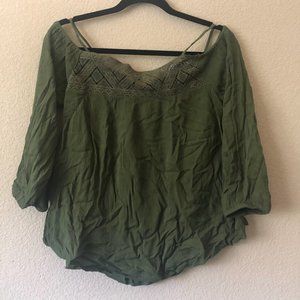 Green Cold-Shoulder Blouse